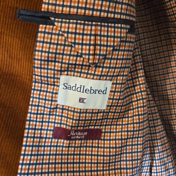 Saddlebred Men's Heritage Corduroy Jacket Blazer Brown Cotton 40R Country Club - Picture 2 of 11